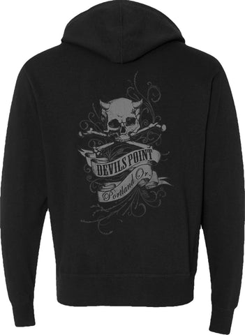 Devils Point Mens B&W Skull Hoodie